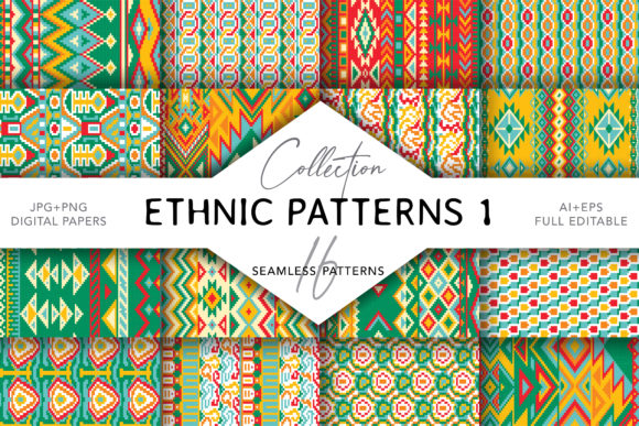 16 Ethnic Seamless Patterns Set 1