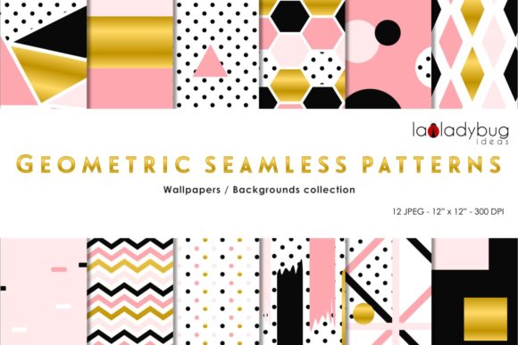 Geometric Seamless Patterns Gold Mint: A Versatile Design Asset for Creative Projects
