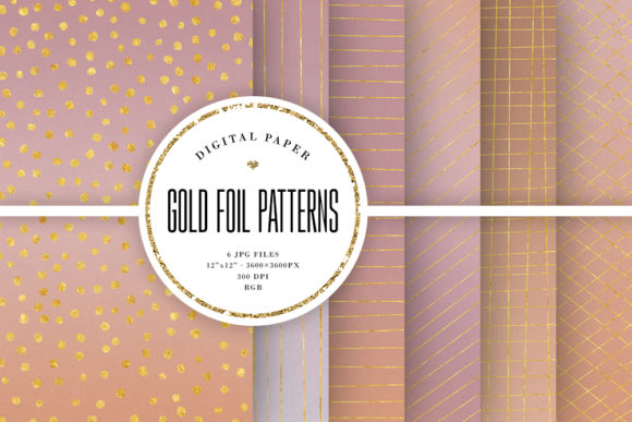 Gold Foil Patterns - Beige Backgrounds
