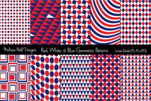 Red, White Blue Geometric Patterns for Creative Projects